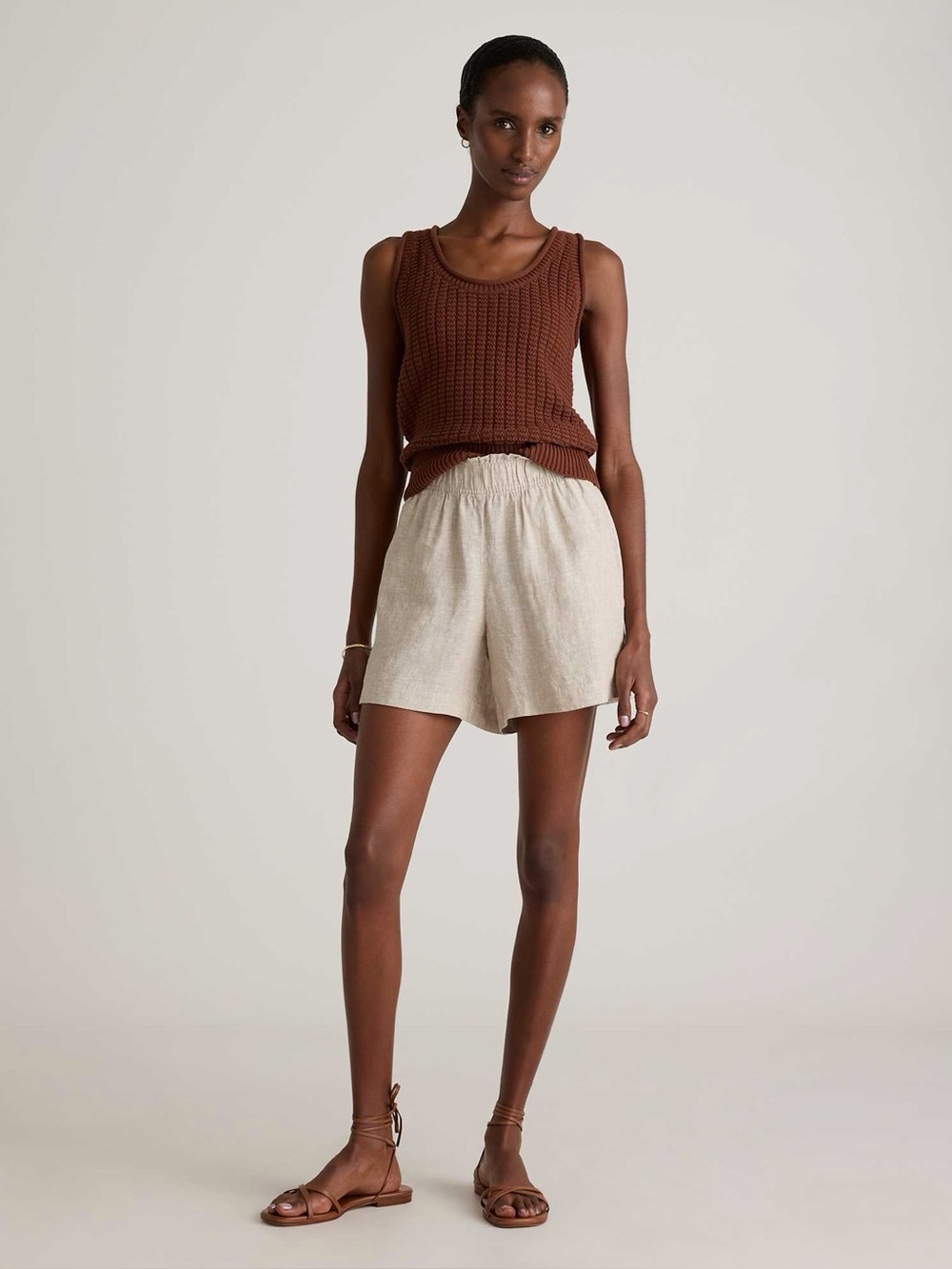 Quince Flax Women's 100% European Linen High Waisted Shorts in Size L NWT